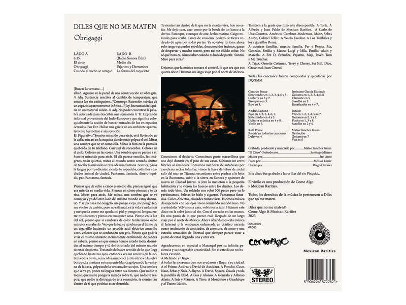 Diles Que No Me Maten -  Obrigaggi (Coke Bottle Clear Vinyl LP)