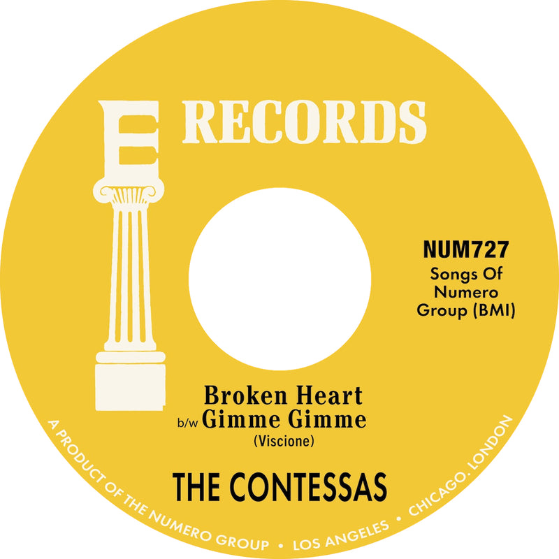 The Contessas - Broken Heart b/w Gimme Gimme (Opaque Peach & White Marble Vinyl 7")