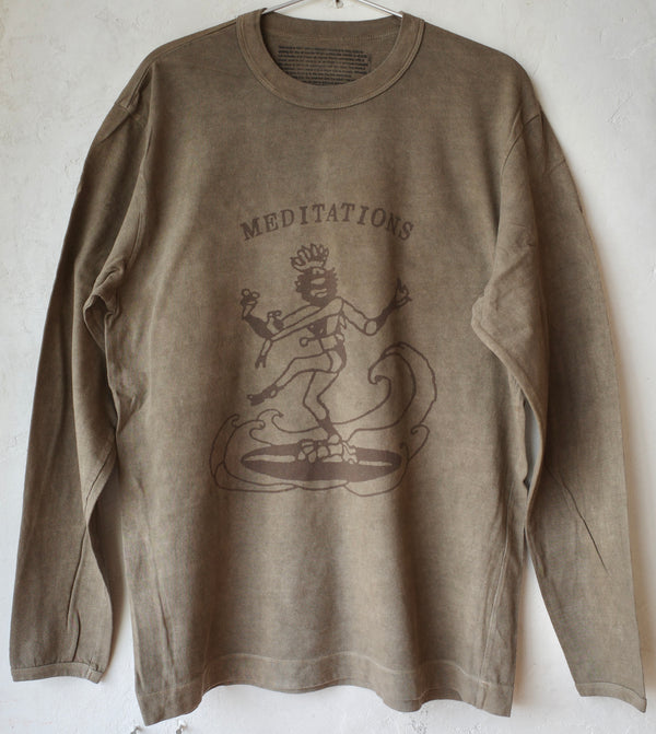 Meditations Shiva Surfing Hand-Dye Organic Cotton L/S T-Shirt (Bamboo Green)