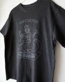 Meditations Shiva Surfing・Kitta Natural Dye Organic Hemp Cotton T-Shirt (Natural Black)