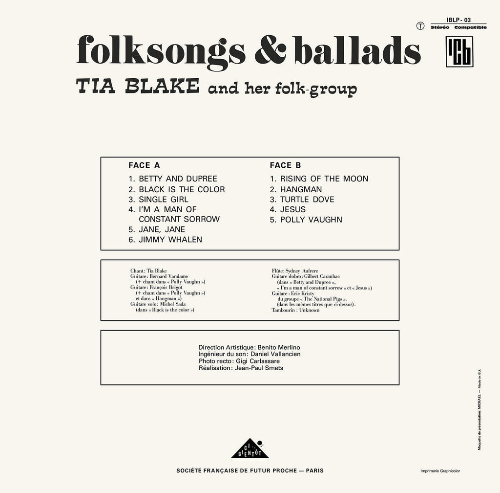 Tia Blake And Her FolkGroup Folksongs & Ballads (LP) Meditations