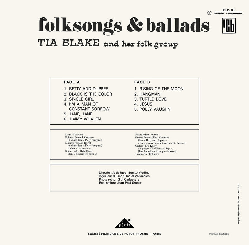 Tia Blake And Her Folk-Group - Folksongs & Ballads (LP)